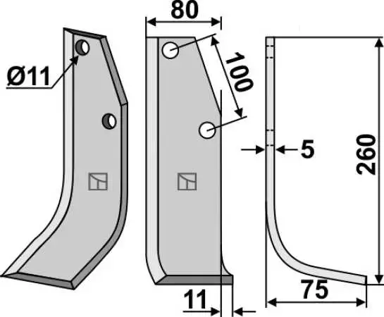 Fräsmesser 260x80mm, rechts